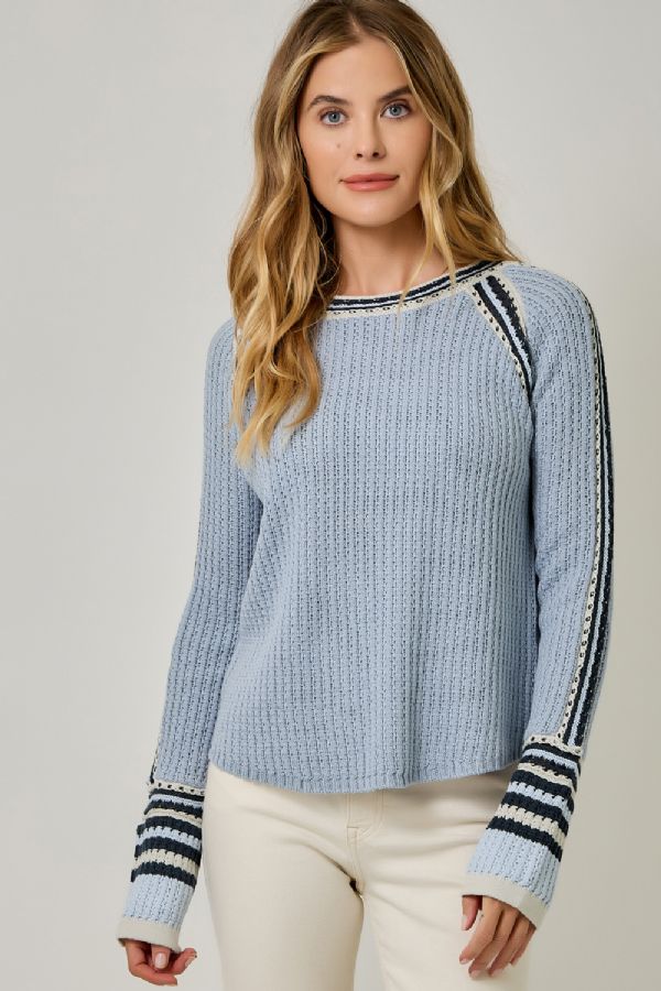 Thermal Stripe Top - Blue