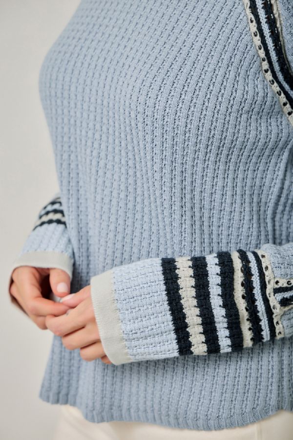 Thermal Stripe Top - Blue