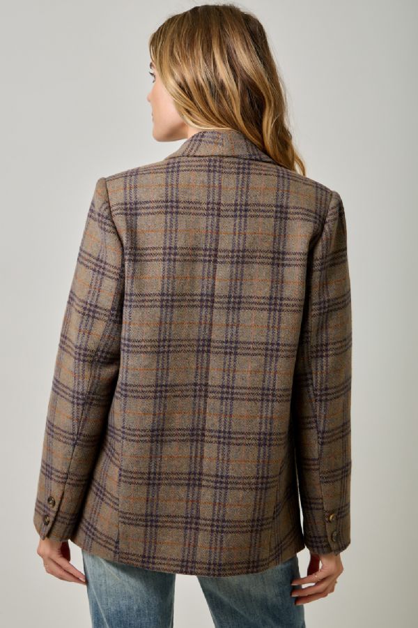 Checkered Blazer - Eggplant