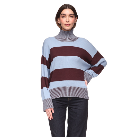 Betty Stripe Mockneck Sweater - Cocoa