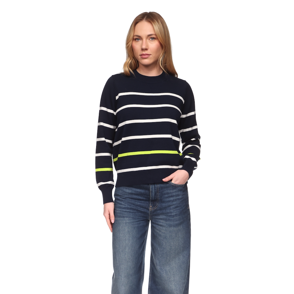 Stripe Crew Sweater - Navy