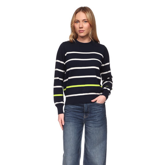 Stripe Crew Sweater - Navy